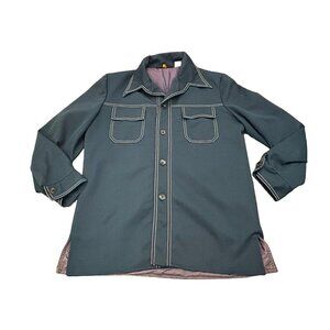 Vintage 70s Todays Man M Country Western Rockabilly Cowboy Button Shirt Blue